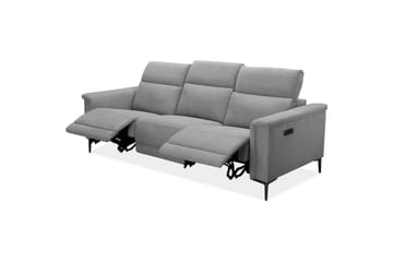 Sofa 3-seter Lund Lys grå, Belfast-stoff, Elektrisk recliner - Lys grå, Belfast-stoff, Elektrisk recliner - Møbler - Sofaer - Reclinersofaer