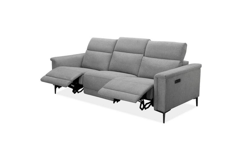 Sofa 3-seter Lund Lys grå, Belfast-stoff, Elektrisk recliner - Lys grå, Belfast-stoff, Elektrisk recliner - Møbler - Sofaer - Reclinersofaer