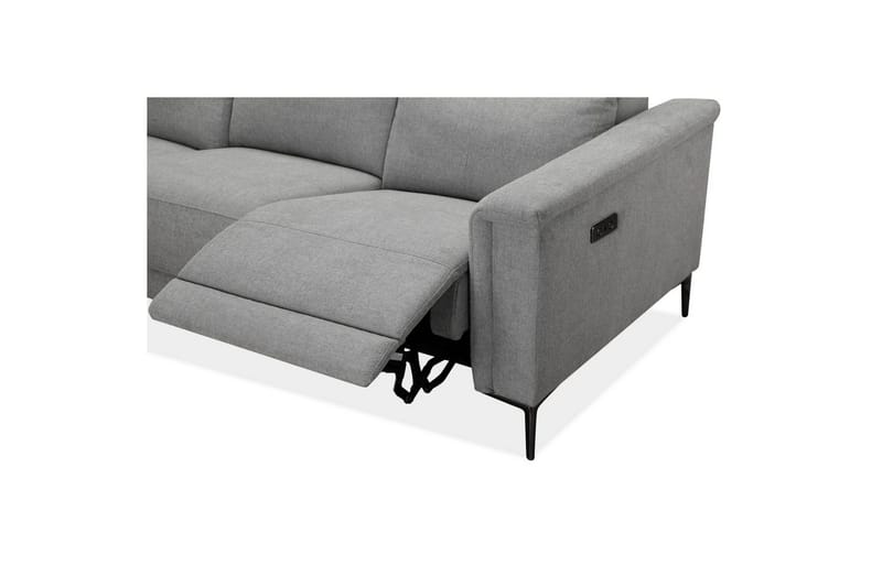 Sofa 3-seter Lund Lys grå, Belfast-stoff, Elektrisk recliner - Lys grå, Belfast-stoff, Elektrisk recliner - Møbler - Sofaer - Reclinersofaer