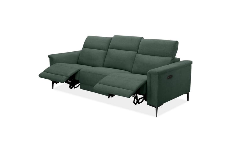 Sofa 3-seter Lund Mørk grønn, Belfast-stoff, Elektrisk recliner - Mørk grønn, Belfast-stoff, Elektrisk recliner - Møbler - Sofaer - Reclinersofaer