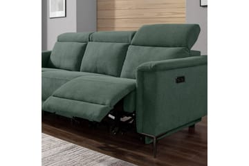 Sofa 3-seter Lund Mørk grønn, Belfast-stoff, Elektrisk recliner - Mørk grønn, Belfast-stoff, Elektrisk recliner - Møbler - Sofaer - Reclinersofaer