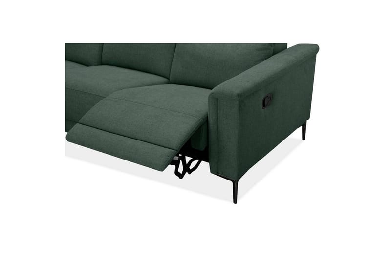 Sofa 3-seter Lund Mørk grønn, Belfast-stoff, Manuell hvilestol - Mørk grønn, Belfast-stoff, Manuell hvilestol - Møbler - Sofaer - Reclinersofaer