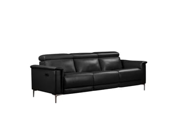 Sofa 3-seter Lund Svart, Lær/PU, Elektrisk recliner