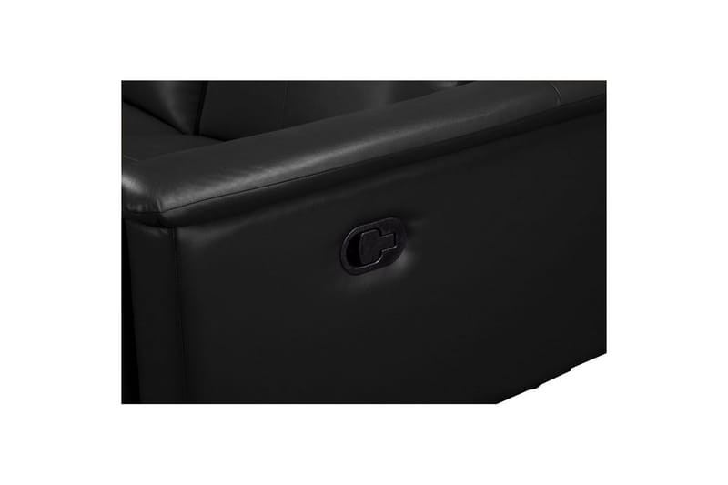 Sofa 3-seter Lund Svart, PU, Manuell hvilestol - Svart, PU, Manuell hvilestol - Møbler - Sofaer - Reclinersofaer