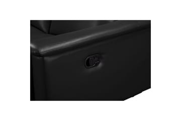 Sofa 3-seter Lund Svart, PU, Manuell hvilestol - Svart, PU, Manuell hvilestol - Møbler - Sofaer - Reclinersofaer