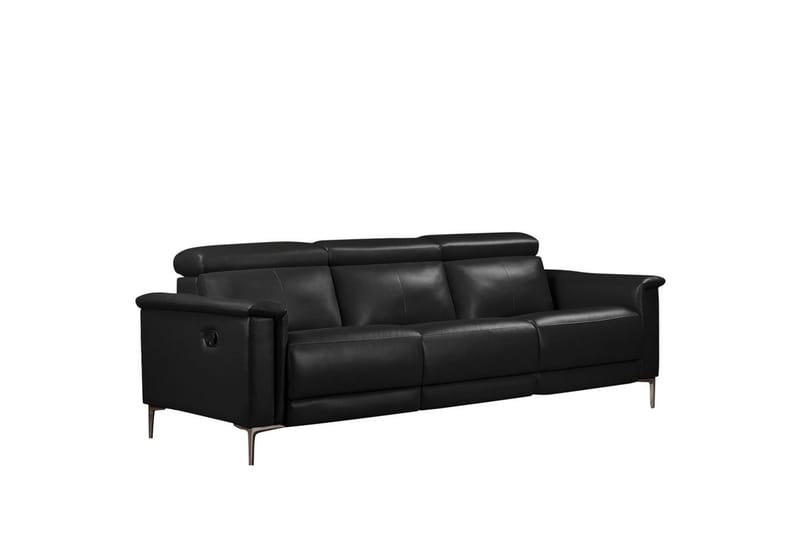 Sofa 3-seter Lund Svart, PU, Manuell hvilestol - Svart, PU, Manuell hvilestol - Møbler - Sofaer - Reclinersofaer