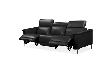 Sofa 3-seter Lund Svart, PU, Manuell hvilestol - Svart, PU, Manuell hvilestol - Møbler - Sofaer - Reclinersofaer