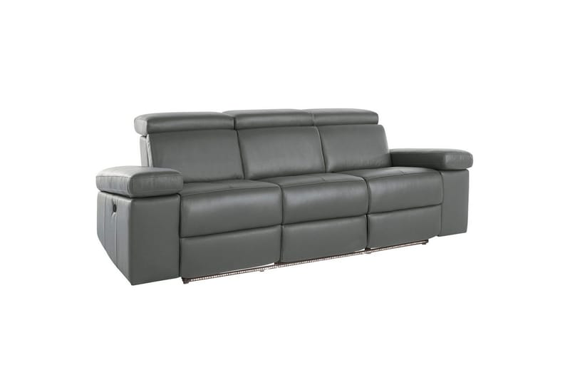 Sofa 3-seter Rayland Grå, Lær/PU, Elektrisk recliner, Grå, Lær/PU, Elektrisk recliner