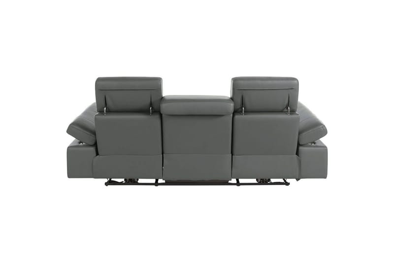 Sofa 3-seter Rayland Grå, Lær/PU, Elektrisk recliner - Grå, Lær/PU, Elektrisk recliner - Møbler - Sofaer - Reclinersofaer