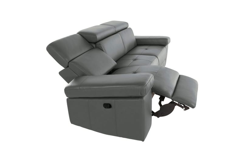 Sofa 3-seter Rayland Grå, Lær/PU, Elektrisk recliner - Grå, Lær/PU, Elektrisk recliner - Møbler - Sofaer - Reclinersofaer