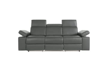 Sofa 3-seter Rayland Grå, Lær/PU, Manuell hvilestol - Grå, Lær/PU, Manuell hvilestol - Møbler - Sofaer - Reclinersofaer