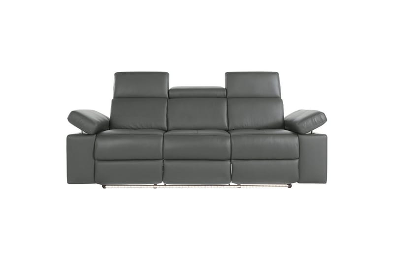 Sofa 3-seter Rayland Grå, Lær/PU, Manuell hvilestol - Grå, Lær/PU, Manuell hvilestol - Møbler - Sofaer - Reclinersofaer