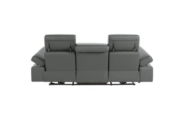Sofa 3-seter Rayland Grå, Lær/PU, Manuell hvilestol - Grå, Lær/PU, Manuell hvilestol - Møbler - Sofaer - Reclinersofaer