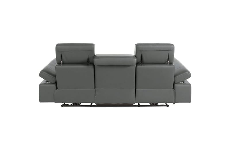 Sofa 3-seter Rayland Grå, Lær/PU, Manuell hvilestol - Grå, Lær/PU, Manuell hvilestol - Møbler - Sofaer - Reclinersofaer