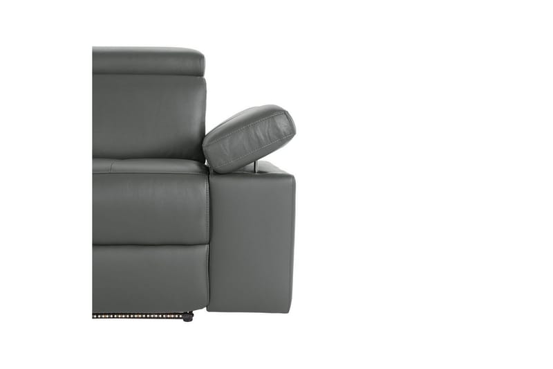 Sofa 3-seter Rayland Grå, Lær/PU, Manuell hvilestol - Grå, Lær/PU, Manuell hvilestol - Møbler - Sofaer - Reclinersofaer