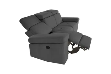 Sofa 3-seter Rayland Grå, Sunday Stoff, Manuell hvilestol - Grå, Sunday Stoff, Manuell hvilestol - Møbler - Sofaer - Reclinersofaer