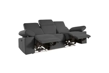 Sofa 3-seter Rayland Grå, Sunday Stoff, Manuell hvilestol - Grå, Sunday Stoff, Manuell hvilestol - Møbler - Sofaer - Reclinersofaer