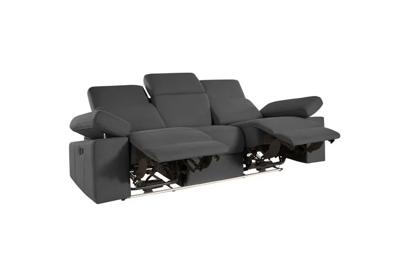 Sofa 3-seter Rayland Grå, Sunday Stoff, Manuell hvilestol - Grå, Sunday Stoff, Manuell hvilestol - Møbler - Sofaer - Reclinersofaer