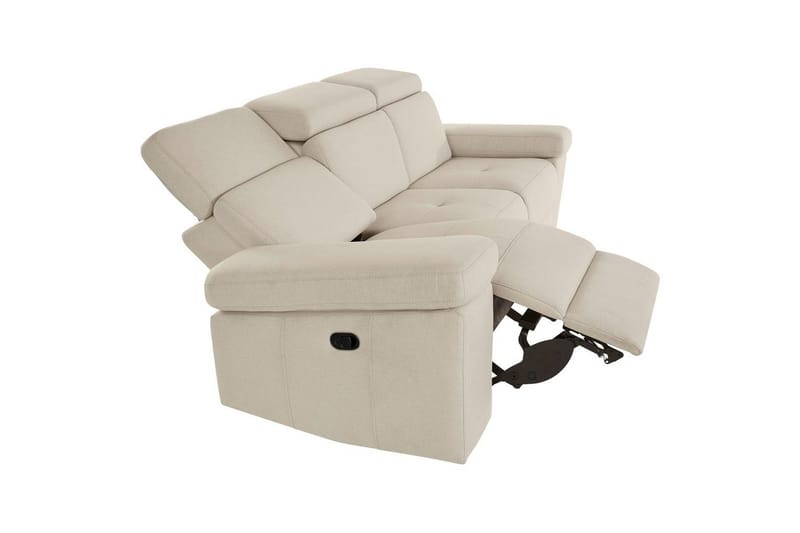 Sofa 3-seter Rayland Hvit, Sunday Stoff, Elektrisk recliner - Hvit, Sunday Stoff, Elektrisk recliner - Møbler - Sofaer - Reclinersofaer