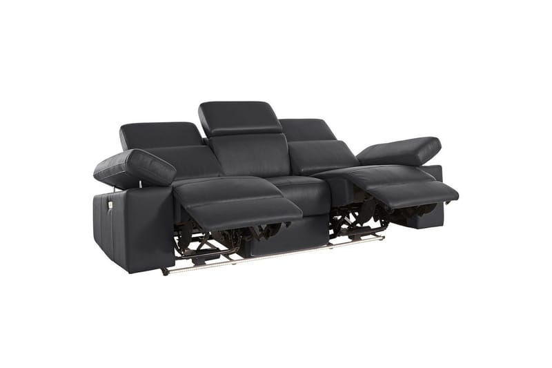 Sofa 3-seter Rayland Svart, Lær/PU, Elektrisk recliner - Svart, Lær/PU, Elektrisk recliner - Møbler - Sofaer - Reclinersofaer