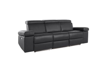 Sofa 3-seter Rayland Svart, PU, Elektrisk recliner