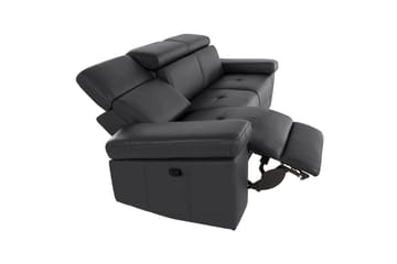 Sofa 3-seter Rayland Svart, PU, Manuell hvilestol - Svart, PU, Manuell hvilestol - Møbler - Sofaer - Reclinersofaer