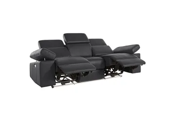 Sofa 3-seter Rayland Svart, PU, Elektrisk recliner - Svart, PU, Elektrisk recliner - Møbler - Sofaer - Reclinersofaer