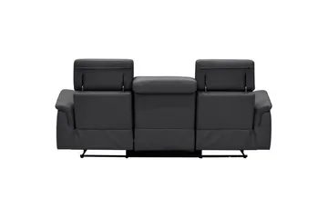 Sofa 3-seter Pareli Svart, Lær/PU, Manuell hvilestol - Svart, Lær/PU, Manuell hvilestol - Møbler - Sofaer - Reclinersofaer