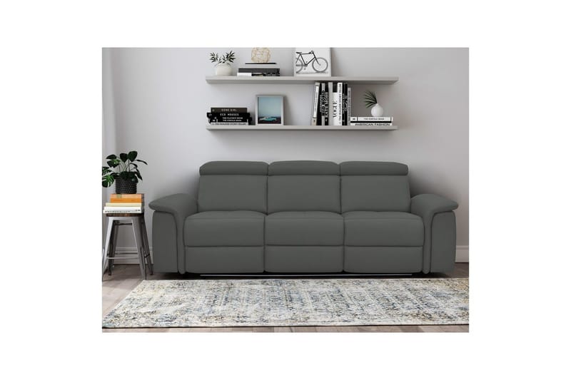 Sofa 3-seter Pareli Grå, PU, Elektrisk recliner - Grå, PU, Elektrisk recliner - Møbler - Sofaer - Reclinersofaer