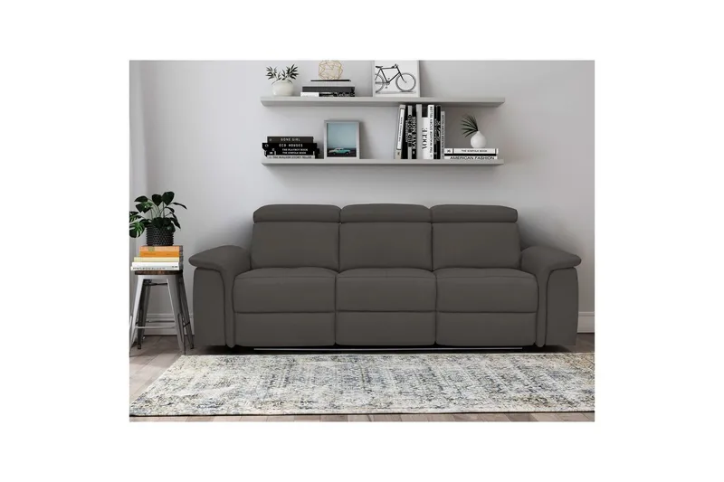 Sofa 3-seter Pareli Brun, PU, Manuell hvilestol - Brun, PU, Manuell hvilestol - Møbler - Sofaer - Reclinersofaer