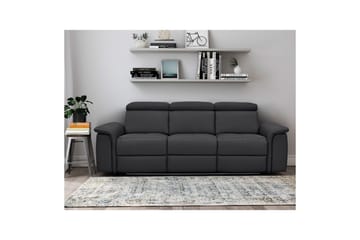 Sofa 3-seter Pareli Svart, Lær/PU, Manuell hvilestol - Svart, Lær/PU, Manuell hvilestol - Møbler - Sofaer - Reclinersofaer
