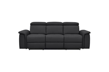 Sofa 3-seter Pareli Svart, Lær/PU, Manuell hvilestol - Svart, Lær/PU, Manuell hvilestol - Møbler - Sofaer - Reclinersofaer