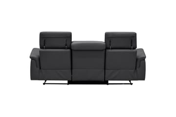 Sofa 3-seter Pareli Svart, Lær/PU, Manuell hvilestol - Svart, Lær/PU, Manuell hvilestol - Møbler - Sofaer - Reclinersofaer