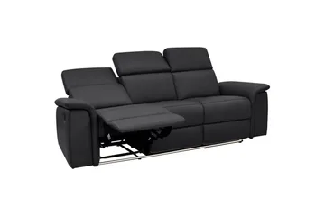 Sofa 3-seter Pareli Svart, Lær/PU, Manuell hvilestol - Svart, Lær/PU, Manuell hvilestol - Møbler - Sofaer - Reclinersofaer