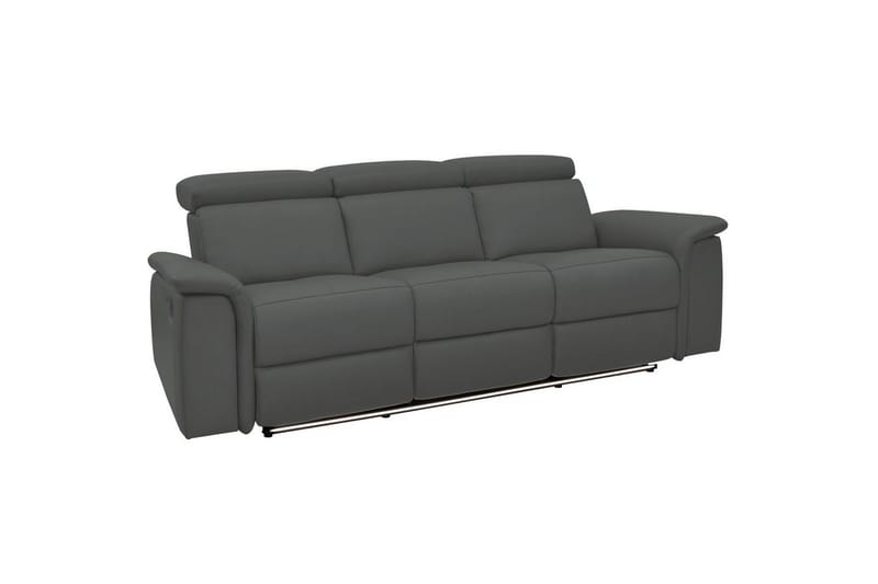 Sofa 3-seter Pareli Grå, PU, Elektrisk recliner, Grå, PU, Elektrisk recliner