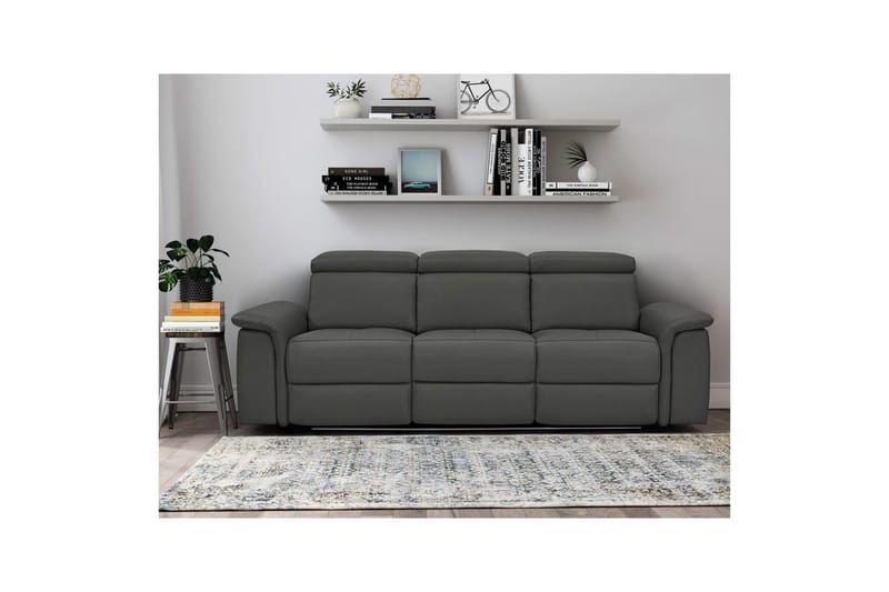 Sofa 3-seter Pareli Svart, PU, Elektrisk recliner - Svart, PU, Elektrisk recliner - Møbler - Sofaer - Reclinersofaer