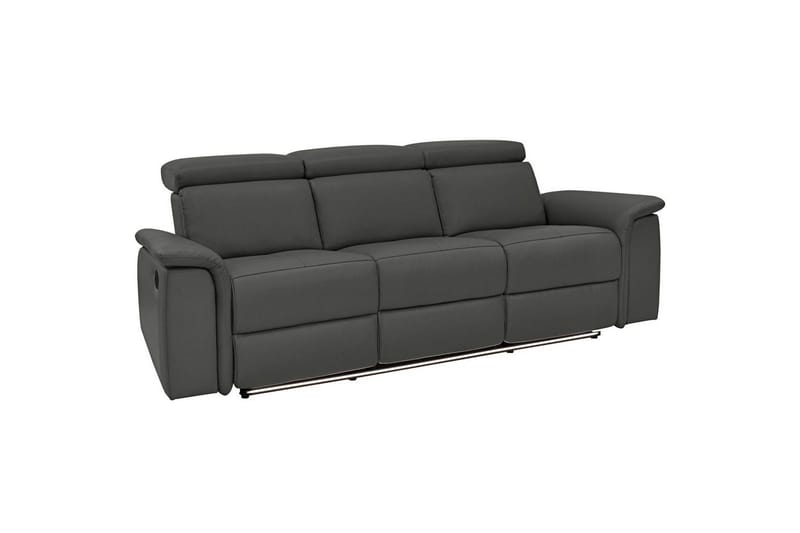 Sofa 3-seter Pareli Svart, PU, Manuell hvilestol, Svart, PU, Manuell hvilestol