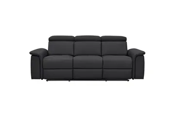 Sofa 3-seter Pareli Svart, Lær/PU, Manuell hvilestol - Svart, Lær/PU, Manuell hvilestol - Møbler - Sofaer - Reclinersofaer