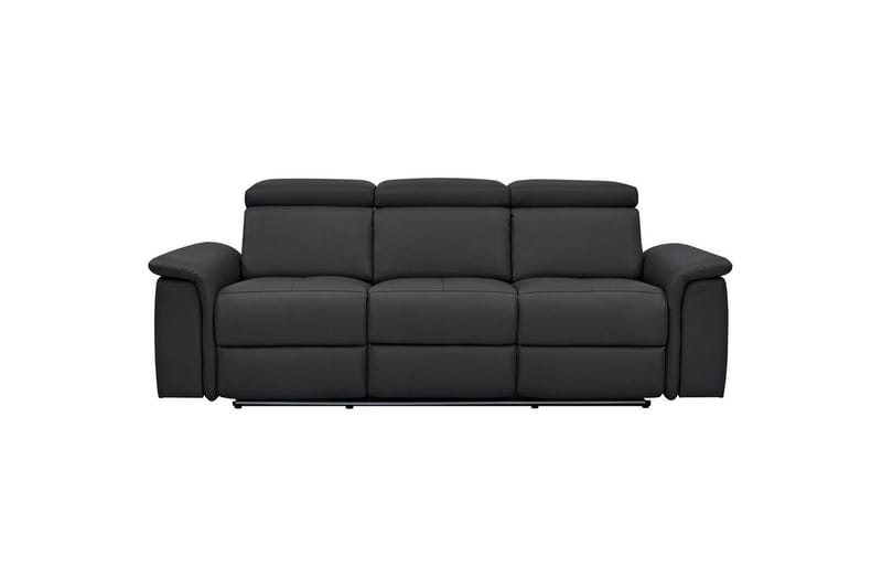 Sofa 3-seter Pareli Svart, Lær/PU, Manuell hvilestol - Svart, Lær/PU, Manuell hvilestol - Møbler - Sofaer - Reclinersofaer