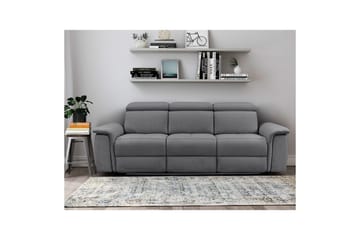 Sofa 3-seter Pareli Grå, Sunday Stoff, Manuell hvilestol - Grå, Sunday Stoff, Manuell hvilestol - Møbler - Sofaer - Reclinersofaer