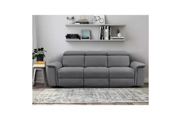 Sofa 3-seter Pareli Grå, Sunday Stoff, Manuell hvilestol - Grå, Sunday Stoff, Manuell hvilestol - Møbler - Sofaer - Reclinersofaer