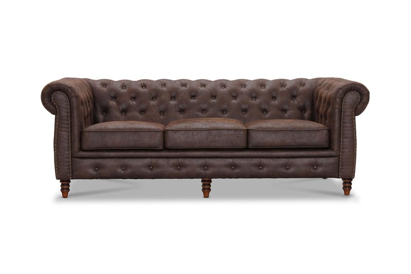 Sofa Cambridge 3-seter - Brun - 3 seter sofa - Howard-sofaer - Chesterfield sofaer - Skinnsofaer