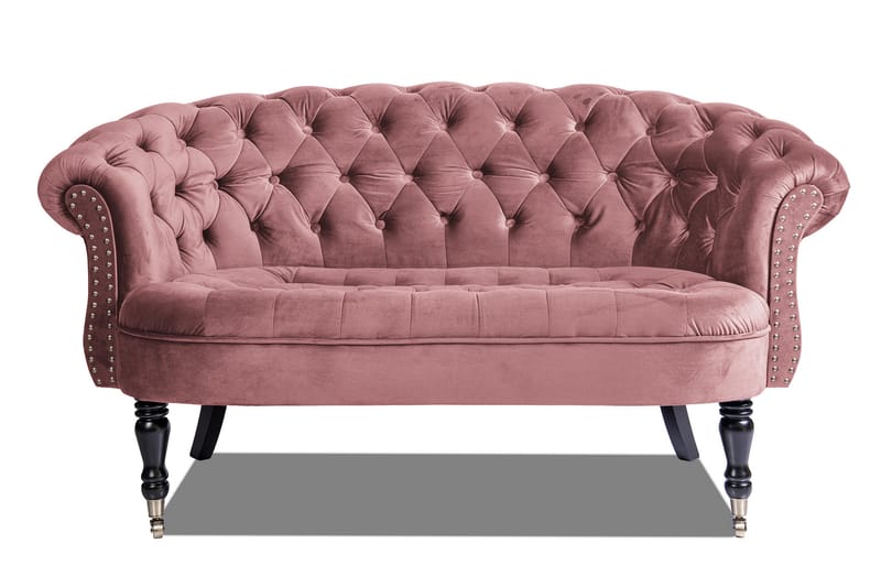 Sofa Chester Ludovic 2-seters - Rosa - Fløyelssofaer - 2 seter sofa - Howard-sofaer - Chesterfield sofaer
