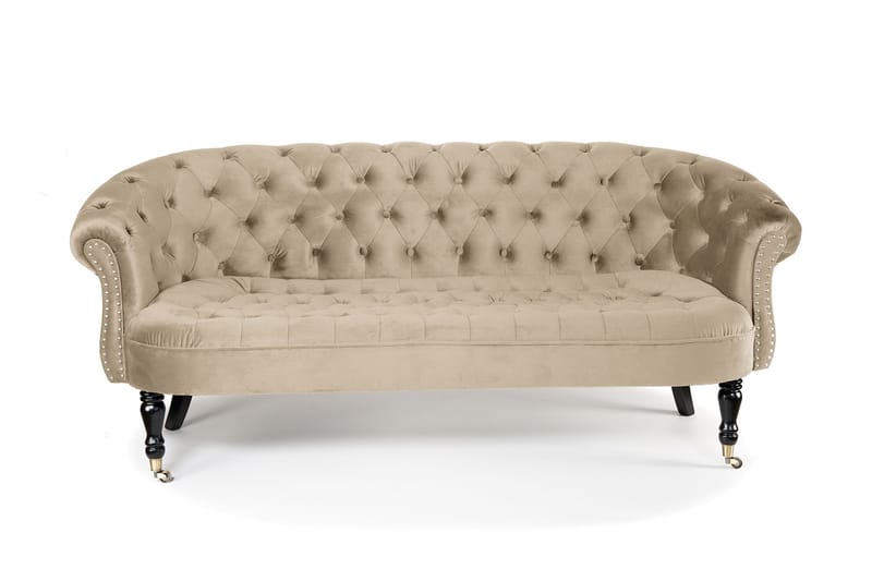 Sofa Chester Ludovic 3-seters - Beige - Fløyelssofaer - 3 seter sofa - Howard-sofaer - Chesterfield sofaer