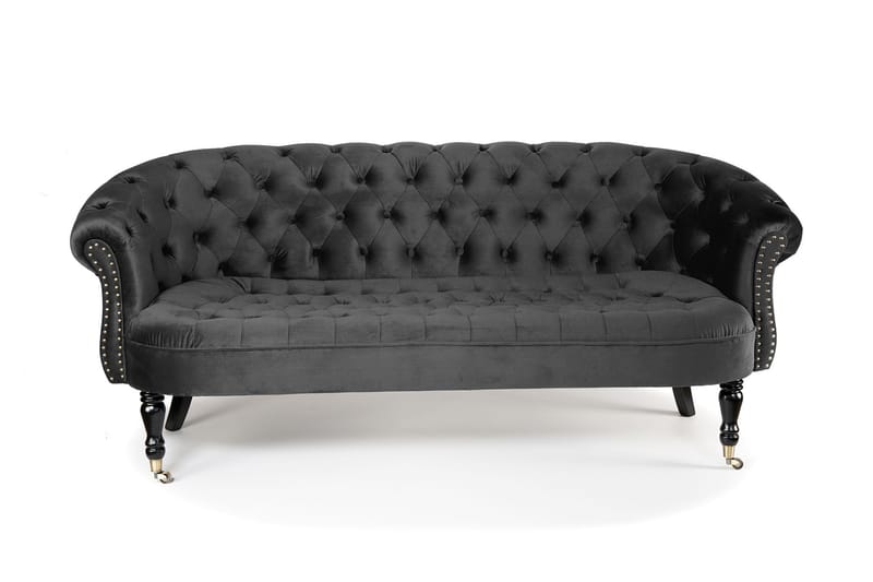 Sofa Chester Ludovic 3-seters - Mørkegrå - 3 seter sofa - Howard-sofaer - Fløyelssofaer - Chesterfield sofaer