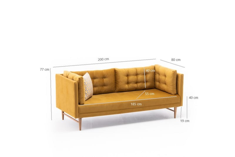 Sofa Cote 3-seters - Gull - 3 seter sofa