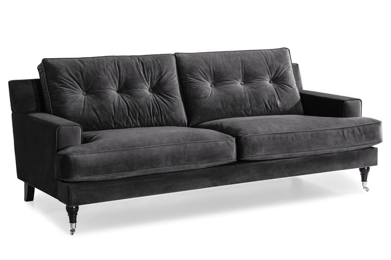 Sofa Covington 3-seter Fløyel - Mørkgrå - Fløyelssofaer - Howard-sofaer - 3 seter sofa