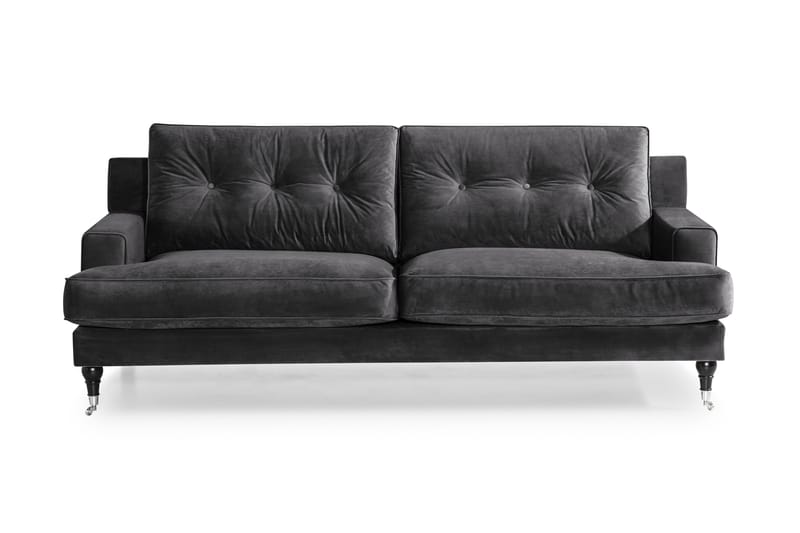 Sofa Covington 3-seter Fløyel - Mørkgrå - Fløyelssofaer - Howard-sofaer - 3 seter sofa