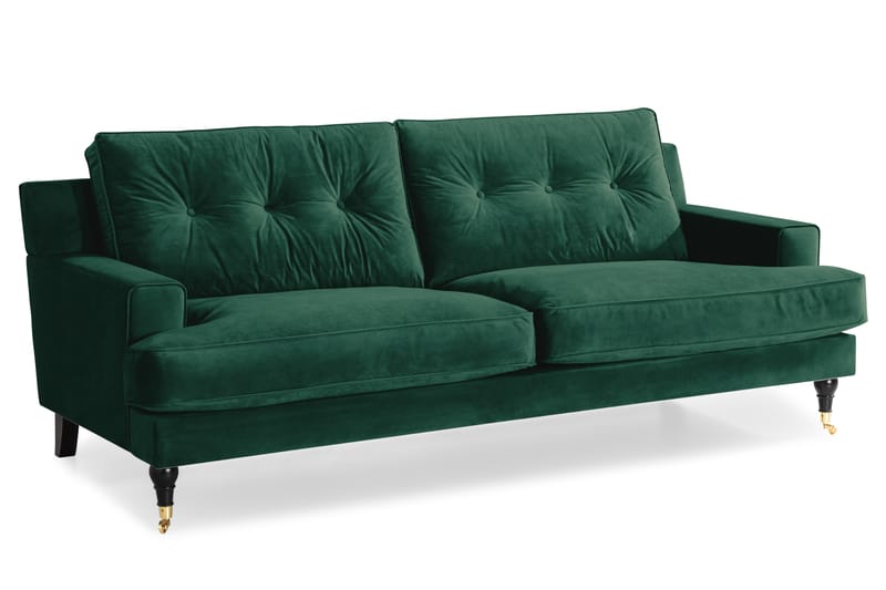 Sofa Covington 3-seter Fløyel - Mørkgrønn - 3 seter sofa - Howard-sofaer - Fløyelssofaer