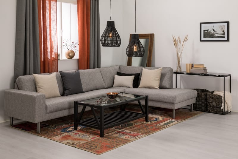 Sofa Erstavik Large med Sjeselong Høyre - Lysgrå - Sofaer med sjeselong